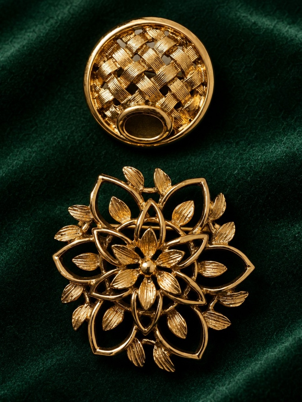 Gold Floral Statement Brooches - Elegant Women Jewelry